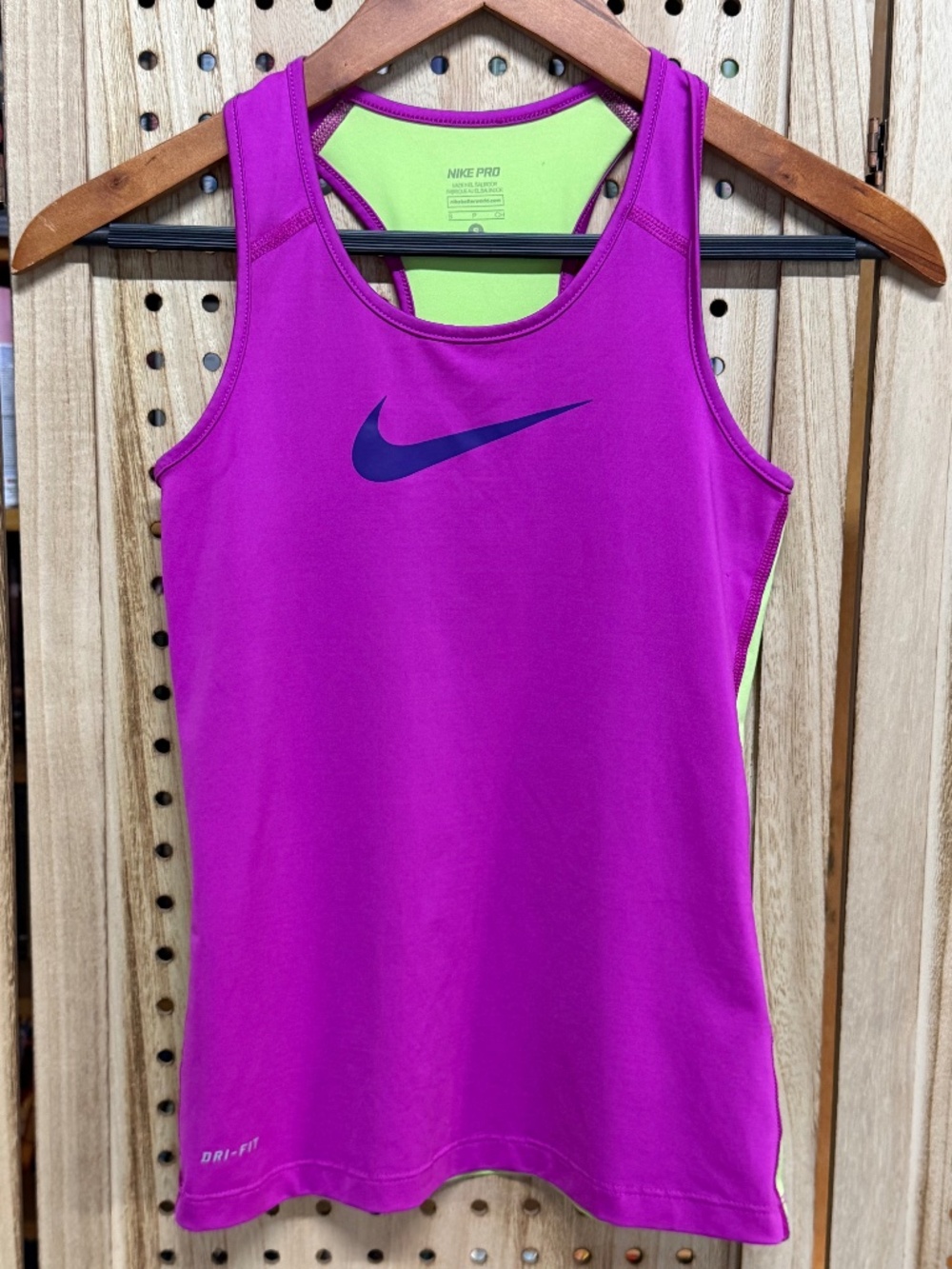 Nike Pro Dri-FIT Fuchsia Neon Green Racerback Compression Tank Small